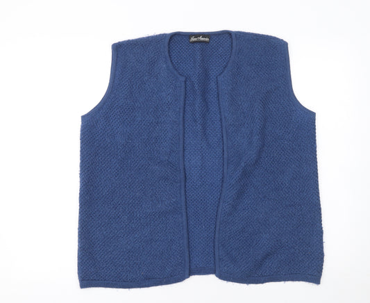 James Alexander Women Blue Baby Alpaca Silk Knit Vest L