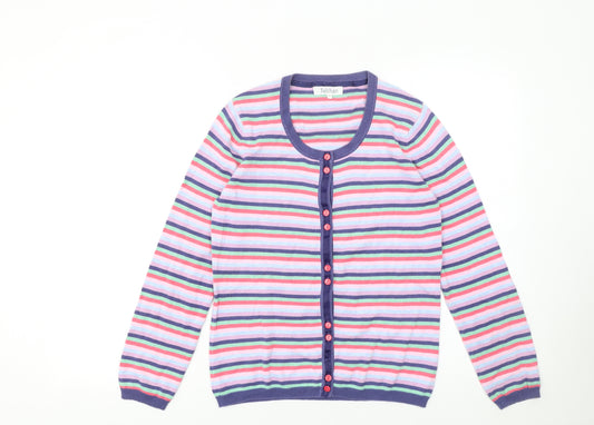Tulchan Womens Multicoloured Cotton Striped Cardigan Size S
