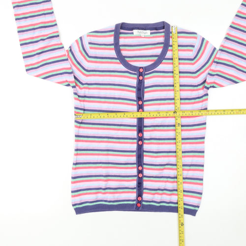 Tulchan Womens Multicoloured Cotton Striped Cardigan Size S