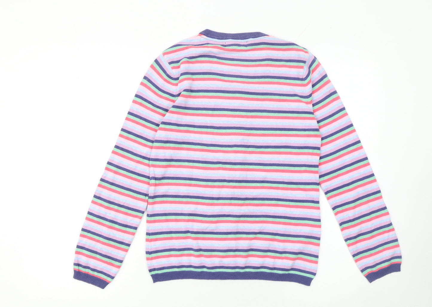Tulchan Womens Multicoloured Cotton Striped Cardigan Size S