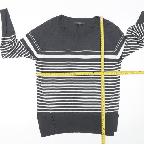 Next Women’s Grey Striped Crew Neck Long Sleeve Pullover Jumper Size 14