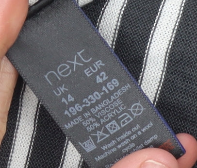 Next Women’s Grey Striped Crew Neck Long Sleeve Pullover Jumper Size 14