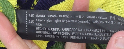 Zara Knit Women's Multicoloured Geometric Short Sleeve Viscose Top S