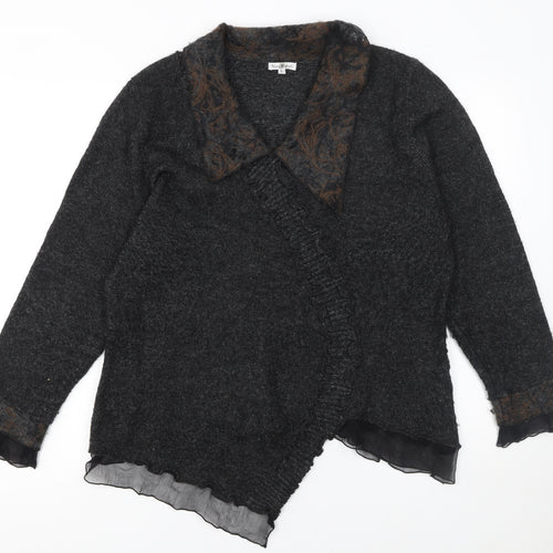 Nina Murati Women Black XL Wrap Cardigan Mohair Wool Blend