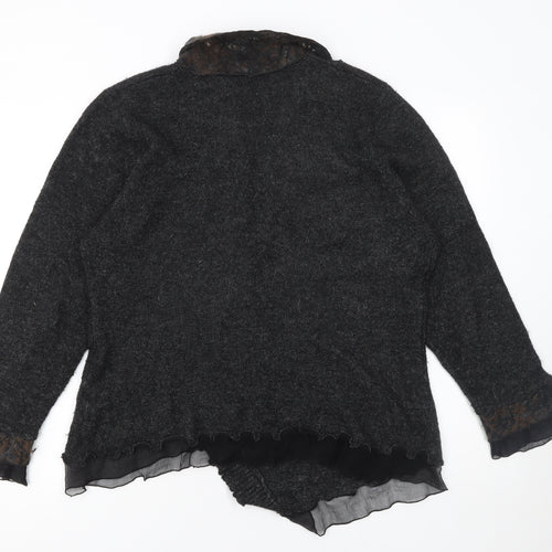 Nina Murati Women Black XL Wrap Cardigan Mohair Wool Blend