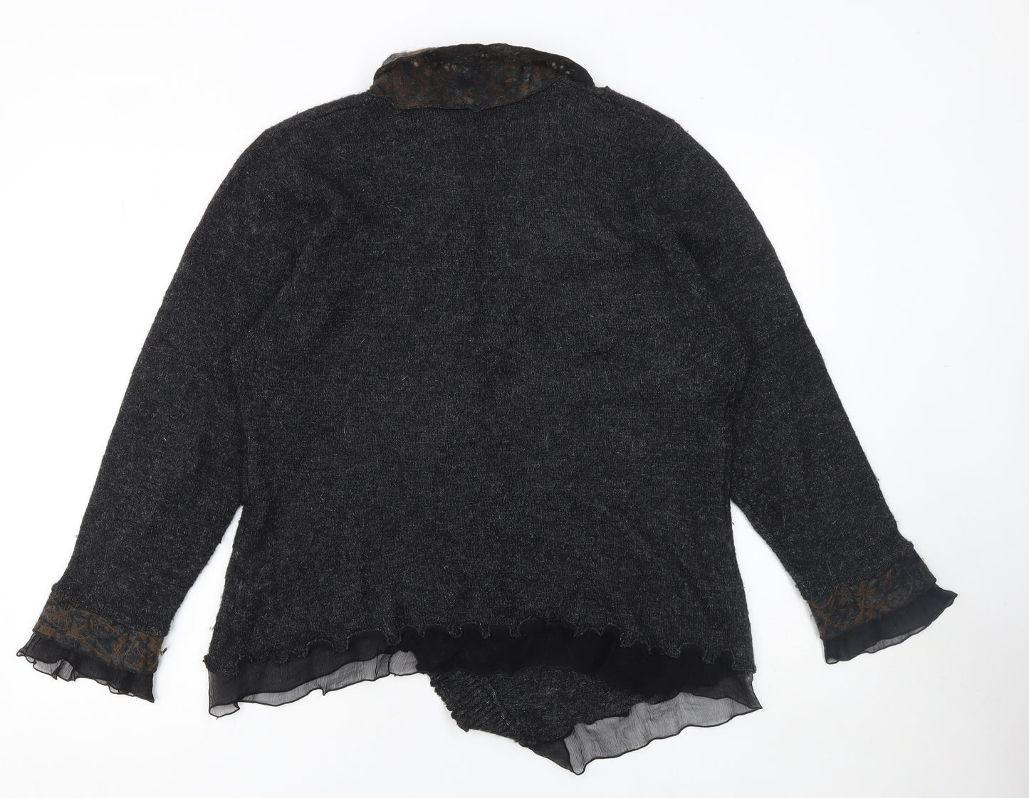 Nina Murati Women Black XL Wrap Cardigan Mohair Wool Blend