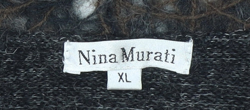 Nina Murati Women Black XL Wrap Cardigan Mohair Wool Blend
