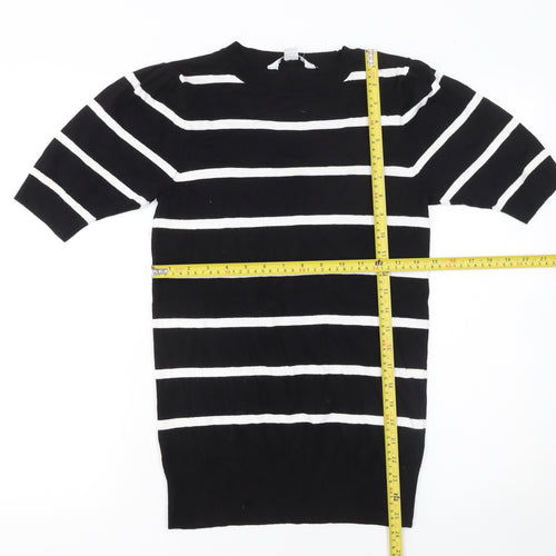 Dorothy Perkins Womens Black Striped Knit Pullover Jumper Size S