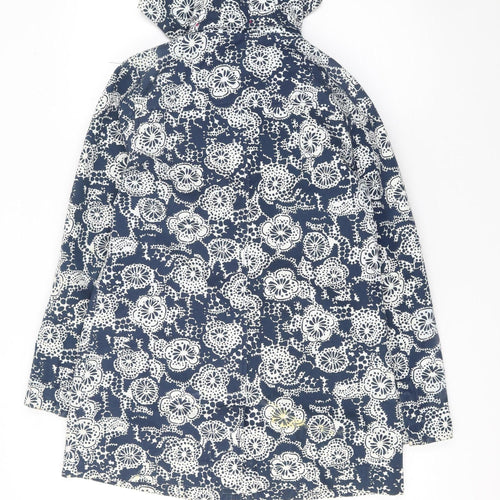 Mistral Women's Blue Floral Hooded Cotton Rain Coat Size 8