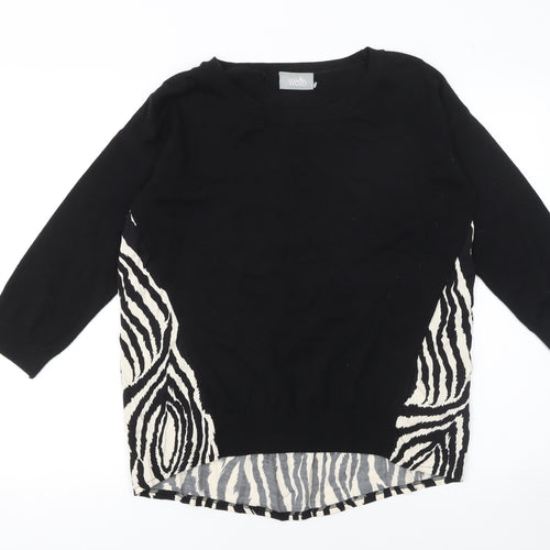 Wallis Women’s Black Animal Print Pullover Jumper Size S