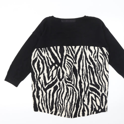 Wallis Women’s Black Animal Print Pullover Jumper Size S