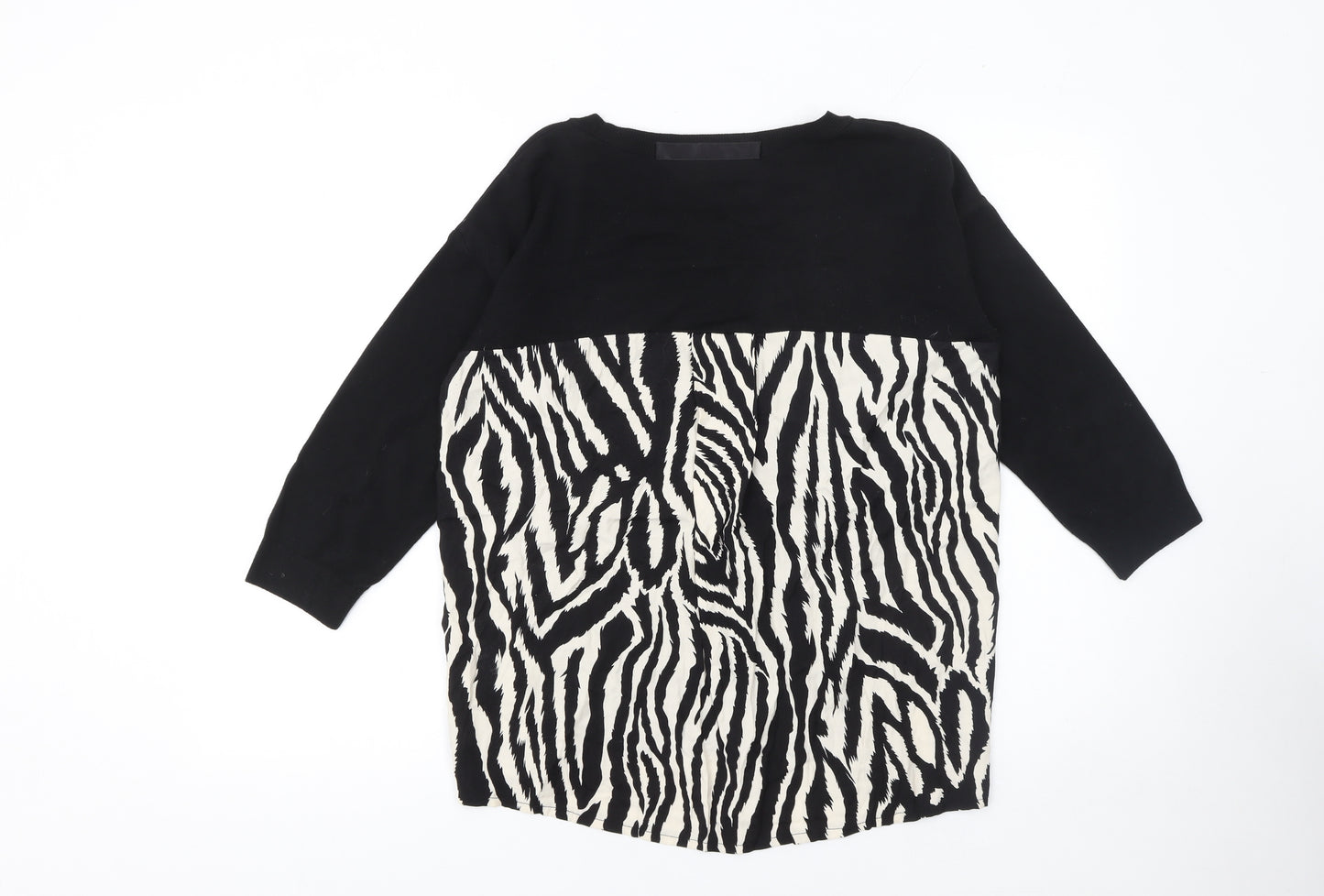 Wallis Women’s Black Animal Print Pullover Jumper Size S