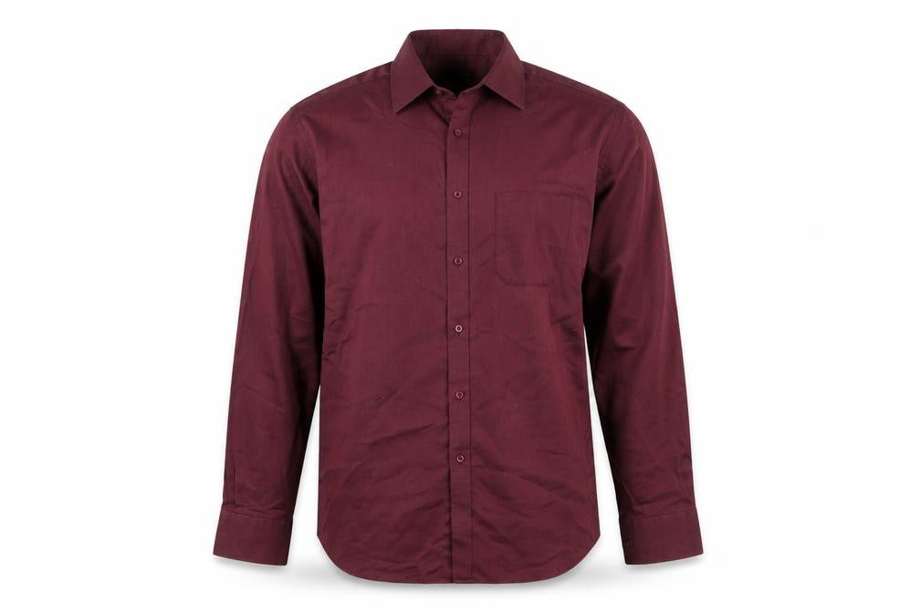 Thomas Nash Men's Red Cotton Blend Long Sleeve Regular Fit Button-Up Shirt 17in