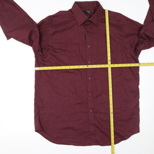 Thomas Nash Men's Red Cotton Blend Long Sleeve Regular Fit Button-Up Shirt 17in