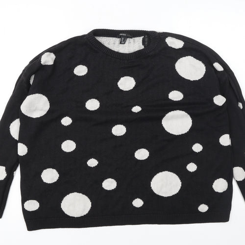 Mango Women’s Black Polka Dot Crew Neck Jumper Size 8