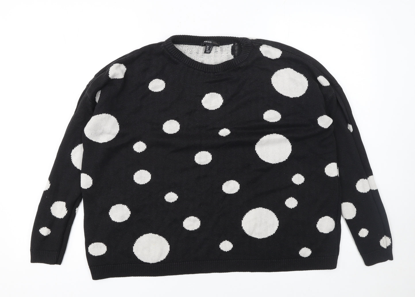 Mango Women’s Black Polka Dot Crew Neck Jumper Size 8