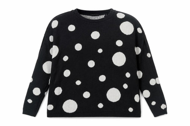 Mango Women’s Black Polka Dot Crew Neck Jumper Size 8
