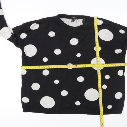 Mango Women’s Black Polka Dot Crew Neck Jumper Size 8