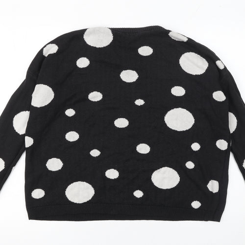 Mango Women’s Black Polka Dot Crew Neck Jumper Size 8