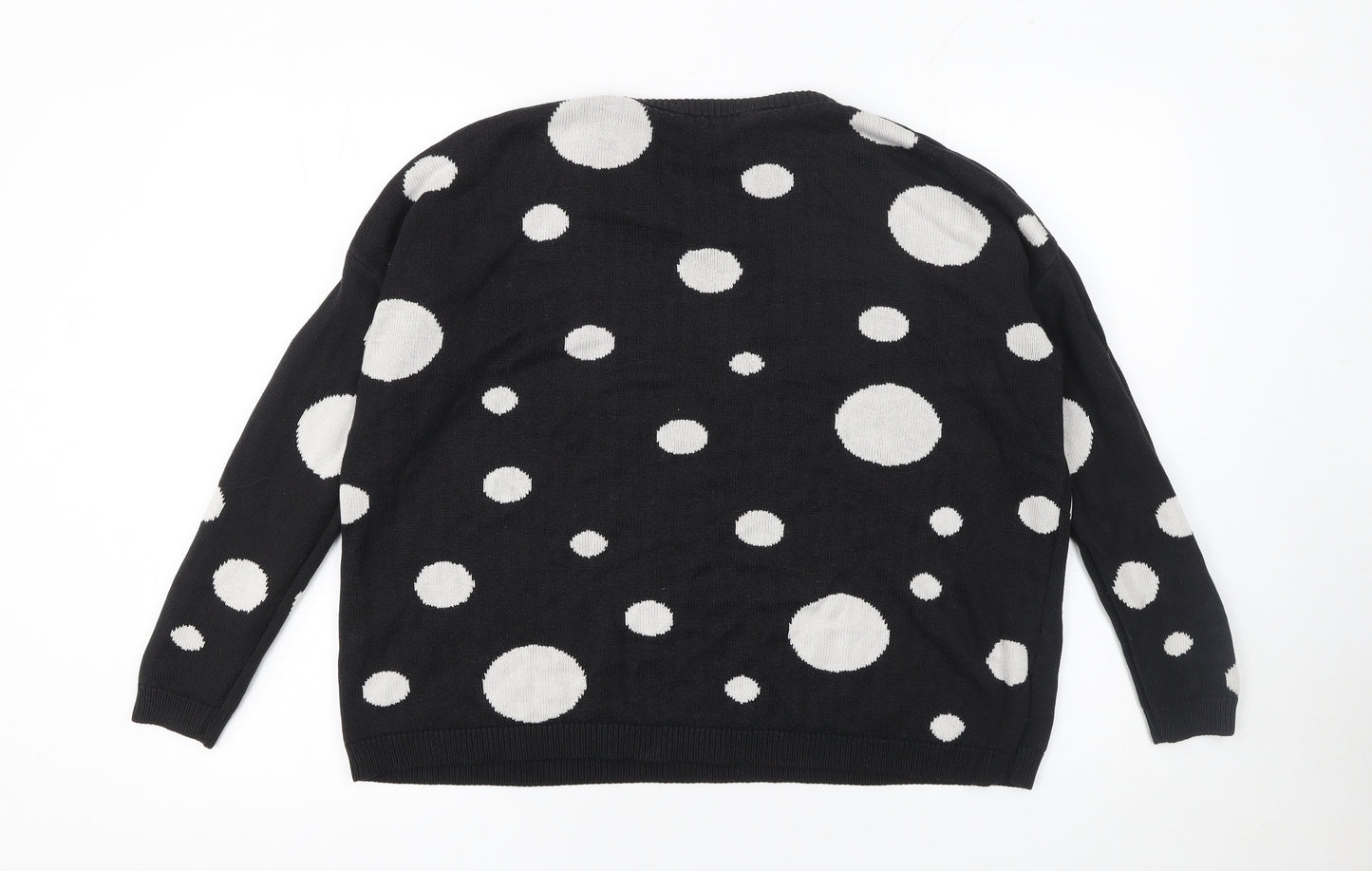 Mango Women’s Black Polka Dot Crew Neck Jumper Size 8