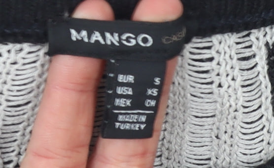 Mango Women’s Black Polka Dot Crew Neck Jumper Size 8