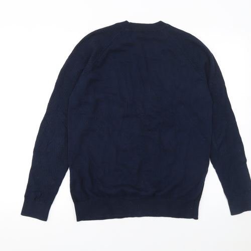 Ben Sherman Men's Blue Cotton Crew Neck Knit Jumper Size L