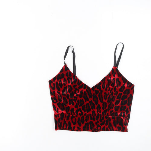 Quiz Womens Red Leopard Velvet Camisole Top Size 10