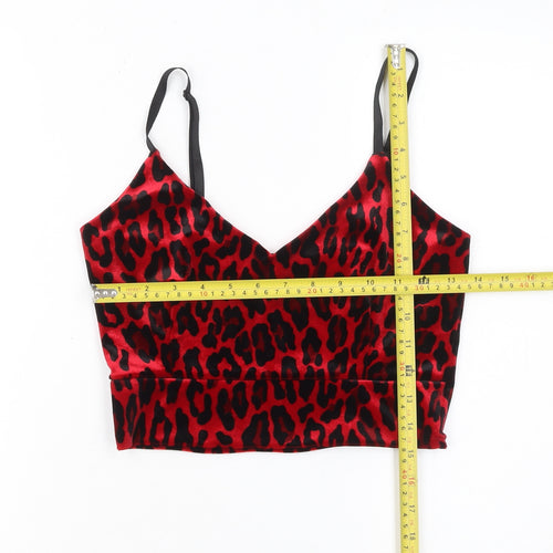 Quiz Womens Red Leopard Velvet Camisole Top Size 10