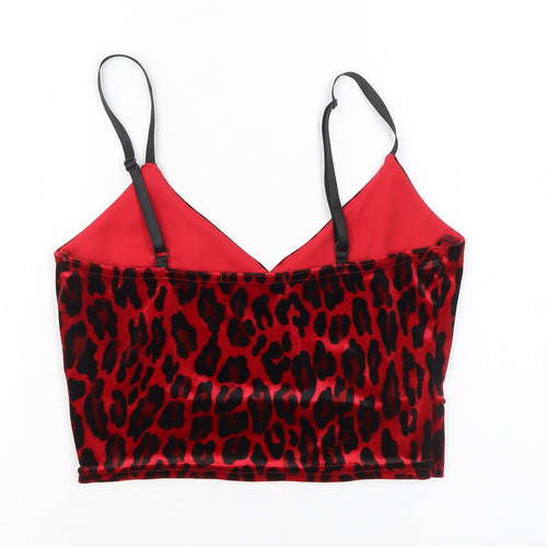 Quiz Womens Red Leopard Velvet Camisole Top Size 10