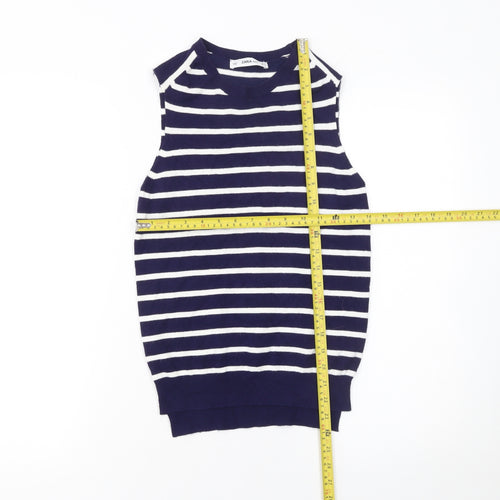Zara Women Blue White Striped Knit Sleeveless Tank Top Size 8