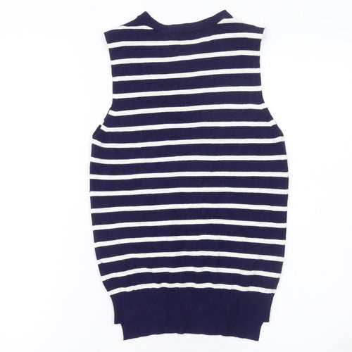 Zara Women Blue White Striped Knit Sleeveless Tank Top Size 8