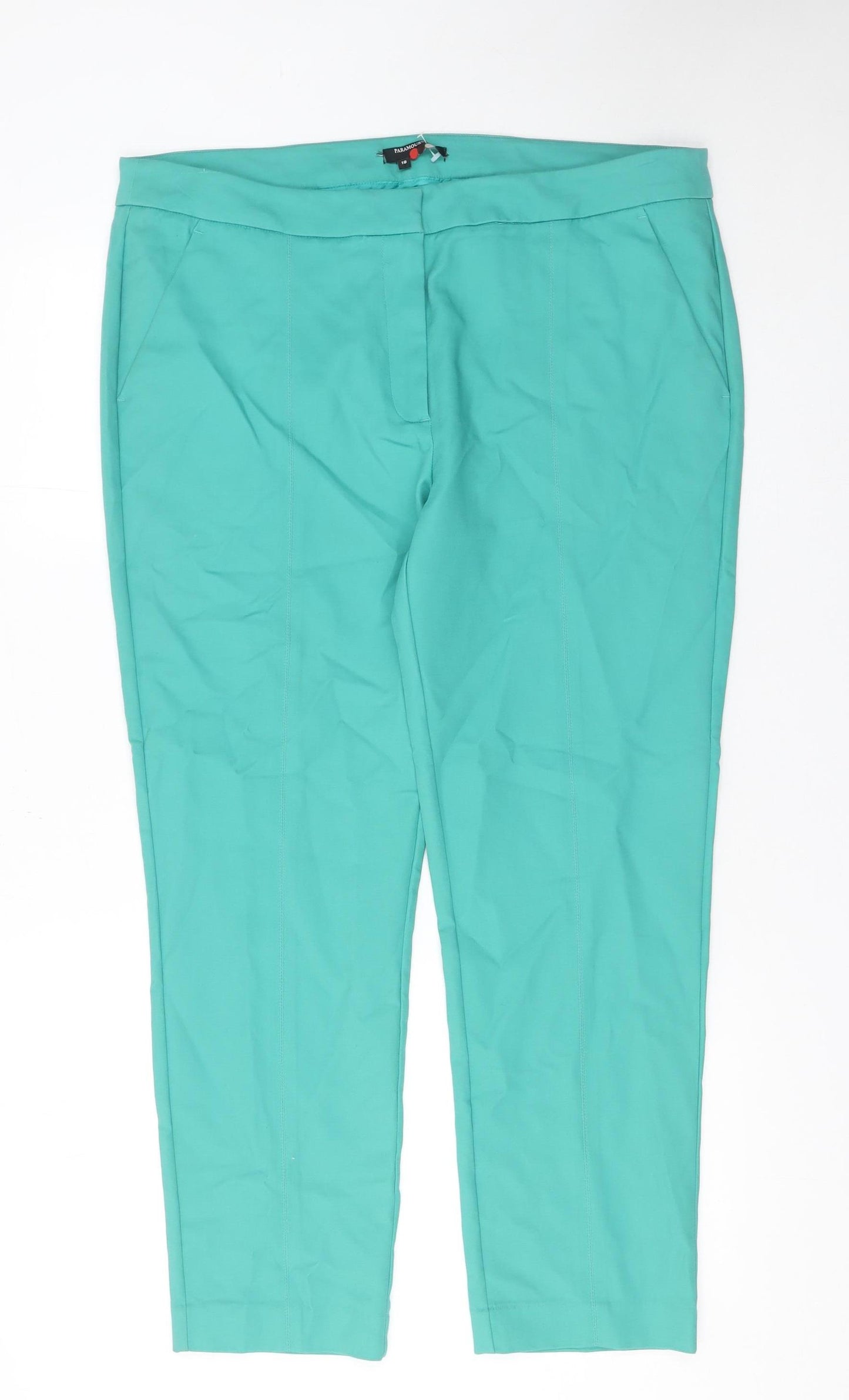 Paramour Women’s Green Size 18 Cotton Stretch Tapered Trousers