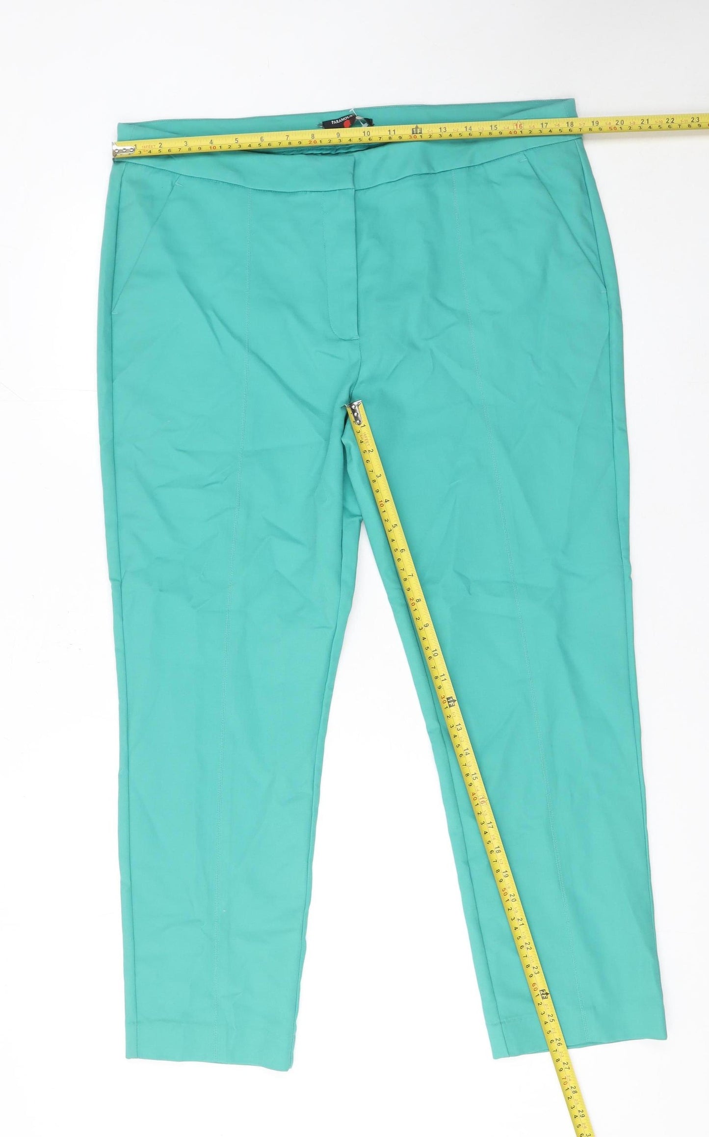Paramour Women’s Green Size 18 Cotton Stretch Tapered Trousers