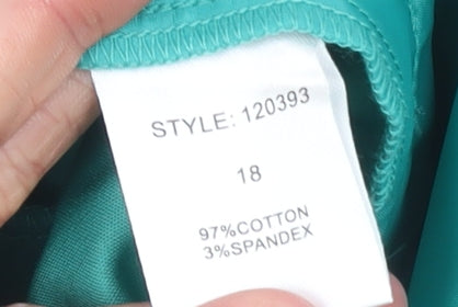 Paramour Women’s Green Size 18 Cotton Stretch Tapered Trousers