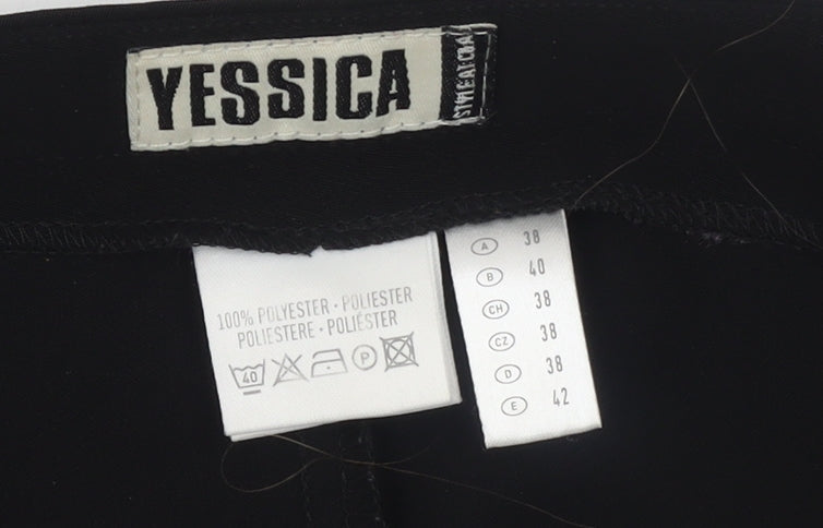 Yessica Women Black Size 12 Straight Leg Polyester Trousers