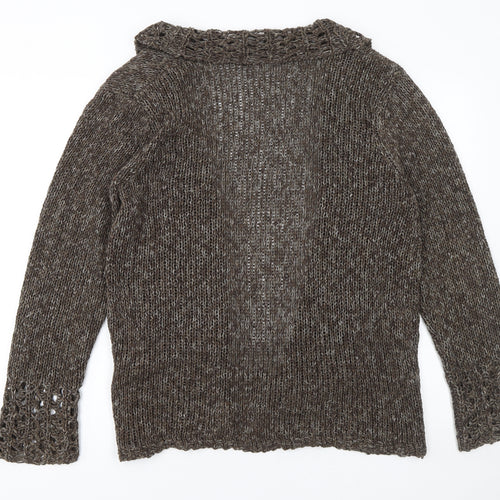 Marks and Spencer Women’s Brown Open-Knit Long Sleeve Cardigan L