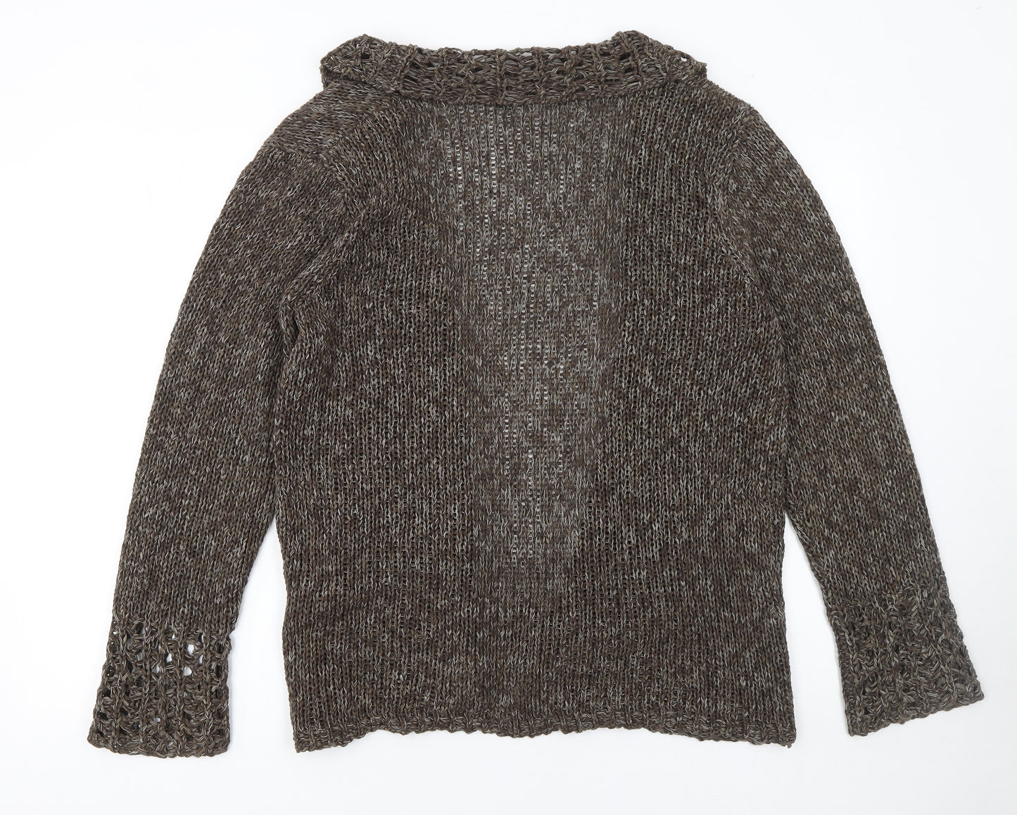 Marks and Spencer Women’s Brown Open-Knit Long Sleeve Cardigan L