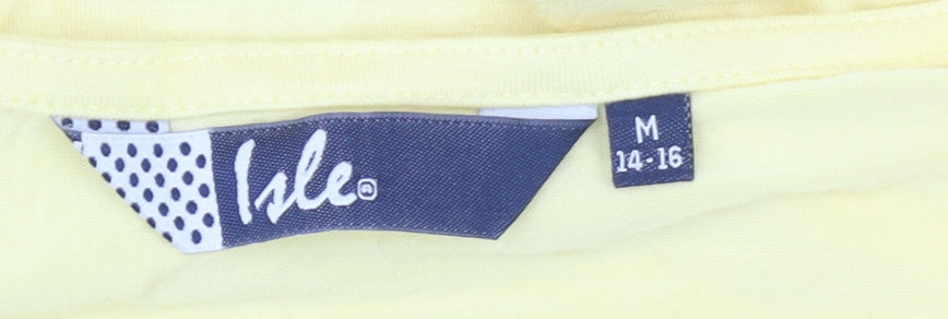 Isle Women Yellow Lace Short Sleeve Blouse Size 14-16