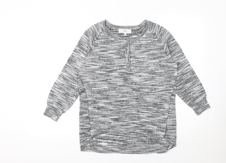 Next Women’s Grey Knit Henley Long Sleeve Top Size 12
