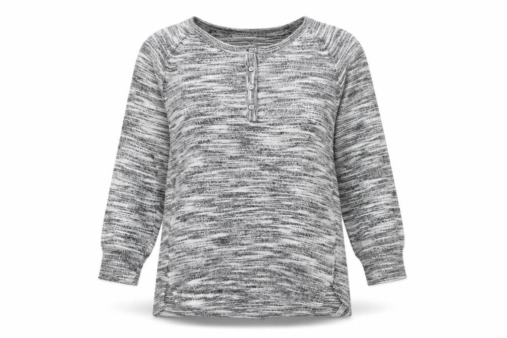 Front view of Next Women’s Grey Knit Henley Long Sleeve Top, size UK 12