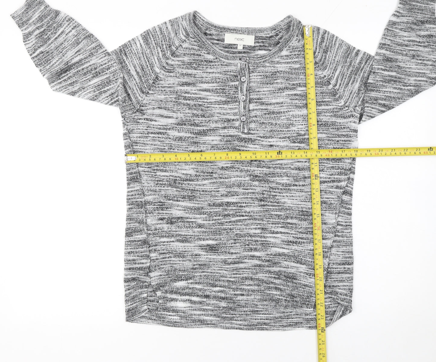 Next Women’s Grey Knit Henley Long Sleeve Top Size 12