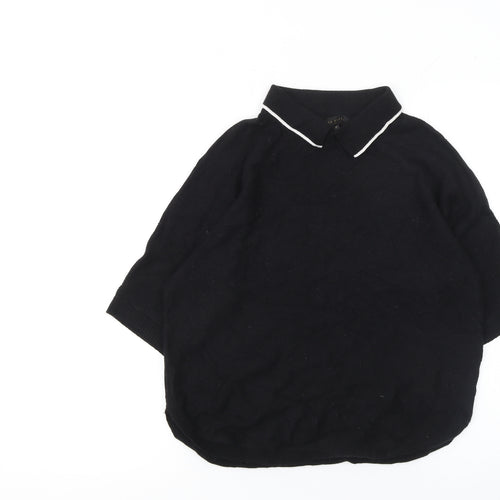 Ted Baker Women's Black Collared Short Sleeve Knit Jumper Size 10