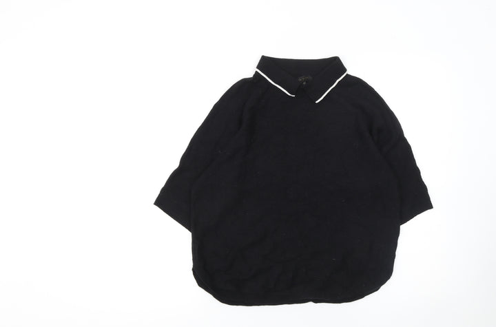 Ted Baker Women's Black Collared Short Sleeve Knit Jumper Size 10