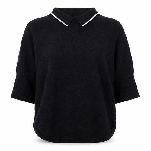 Ted Baker Women's Black Collared Short Sleeve Knit Jumper Size 10