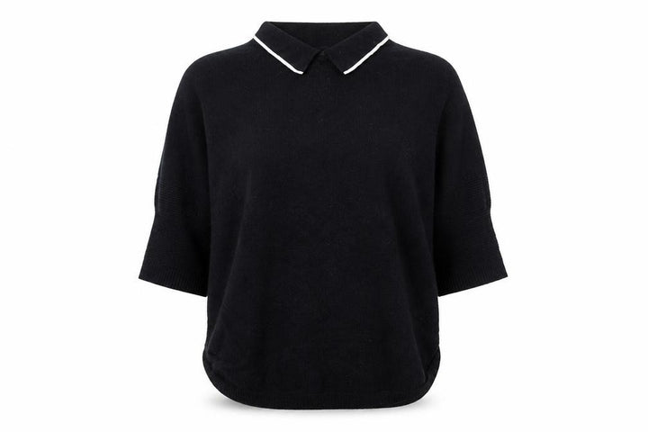 Ted Baker Women's Black Collared Short Sleeve Knit Jumper Size 10