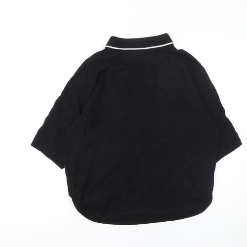 Ted Baker Women's Black Collared Short Sleeve Knit Jumper Size 10