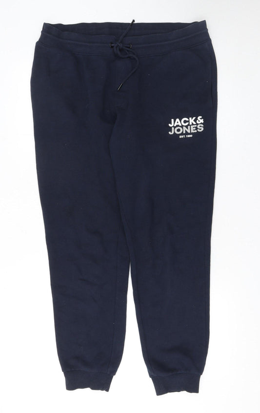 Jack & Jones Men's Navy XL Sweatpants Jogger Cotton Blend