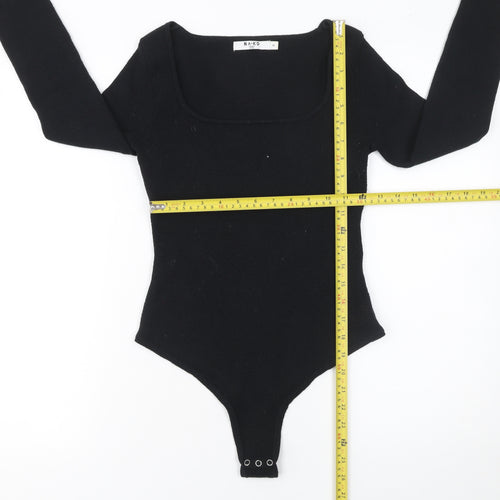 NA-KD Women’s Black Square Neck Long Sleeve Knit Bodysuit Size M
