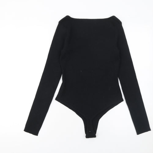 NA-KD Women’s Black Square Neck Long Sleeve Knit Bodysuit Size M