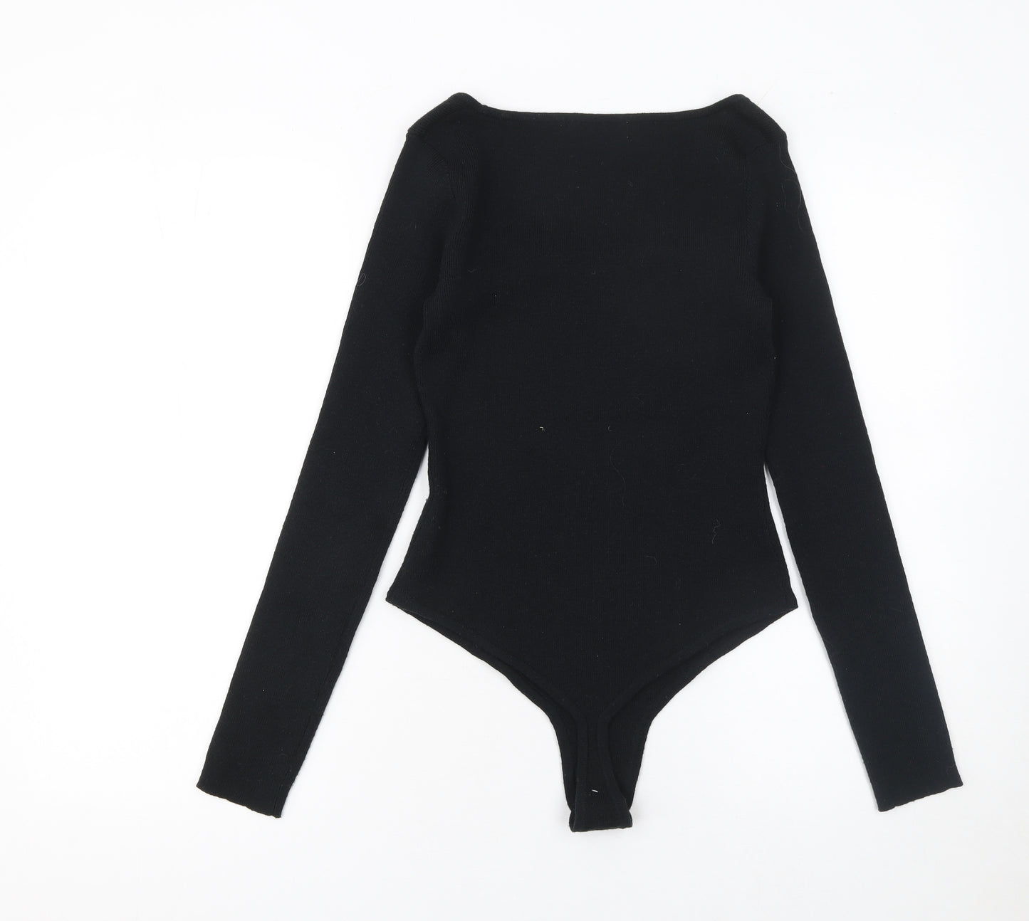 NA-KD Women’s Black Square Neck Long Sleeve Knit Bodysuit Size M
